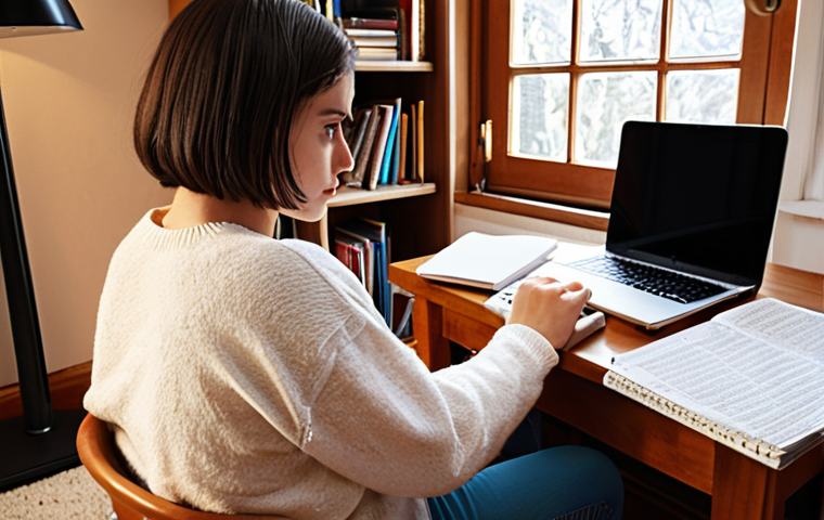 **

*   **Prompt:** A person studying on a laptop in a cozy home setting. Books and notes are scattered around. Focus on the determined expression of the person and the warm, inviting atmosphere of the room. Emphasis on flexibility and accessibility of online learning.

**