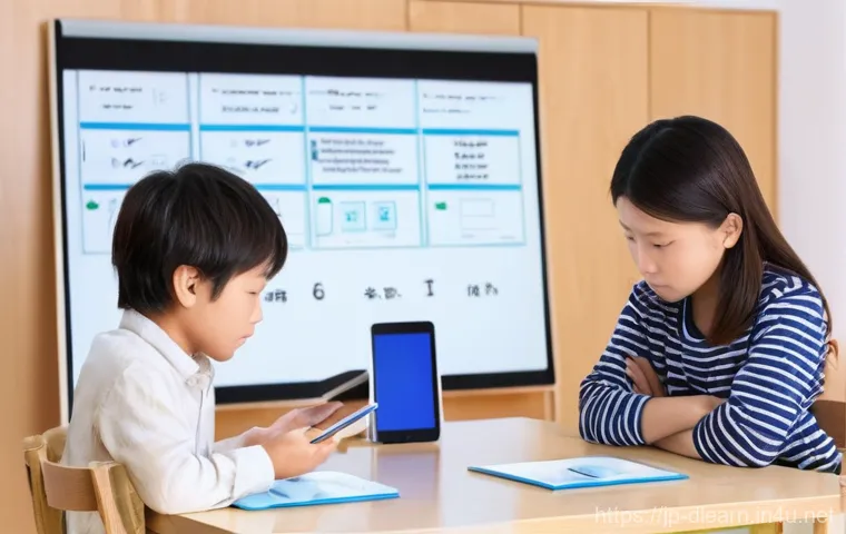 디지털 교육의 장애물 - **Prompt: Digital Learning Overwhelm and Focus Zone Creation**
    A Japanese woman in her late 30s,...