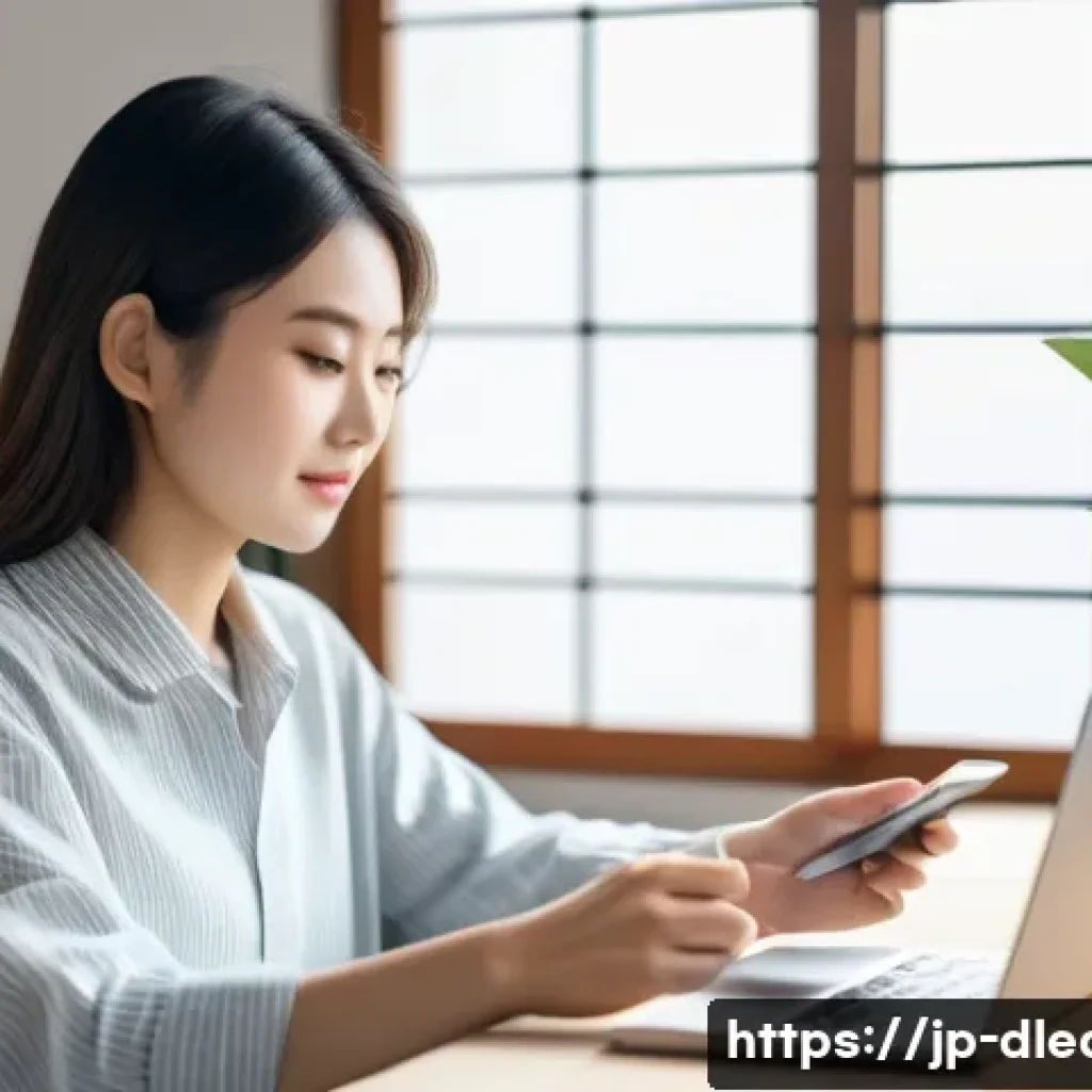 유연한 학습 시간 - A modern Japanese home study scene showing a young professional woman in casual attire sitting at a ...