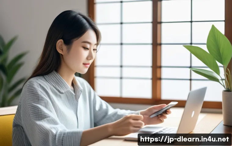 유연한 학습 시간 - A modern Japanese home study scene showing a young professional woman in casual attire sitting at a ...