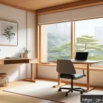 디지털 학습의 성공적인 운영 - A modern, minimalist study room designed for digital learning, featuring a sleek desk with a high-pe...