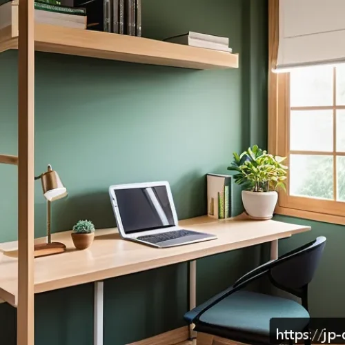 온라인 시험 - A modern, bright home study room designed for online exams, featuring a sleek desk and ergonomic cha...
