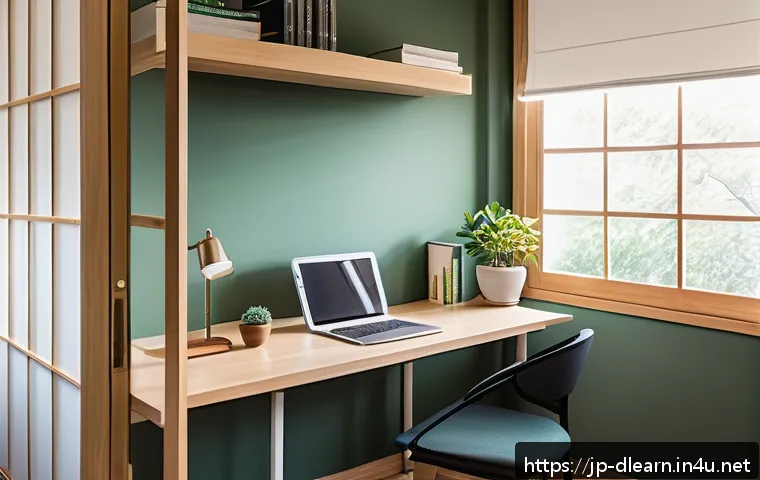 온라인 시험 - A modern, bright home study room designed for online exams, featuring a sleek desk and ergonomic cha...
